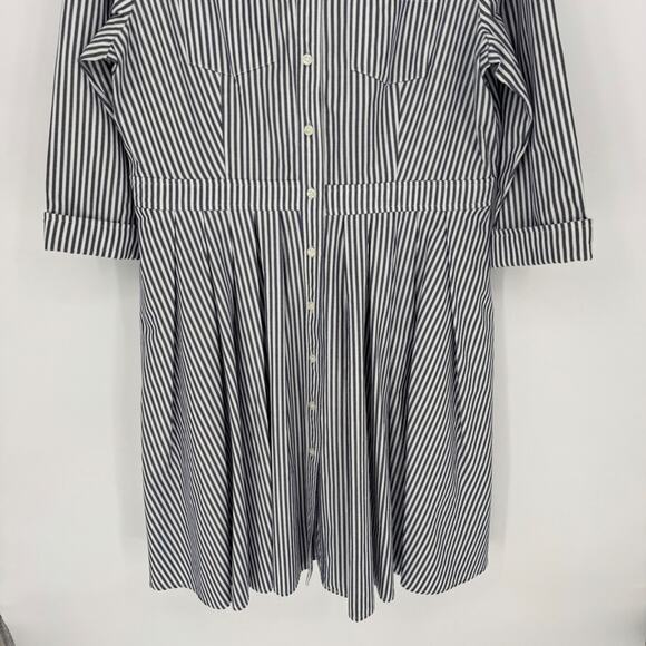 Eliza J Striped Button Front Fit & Flare Shirt Dress Half sleeve Navy Size 16 - Picture 4 of 9